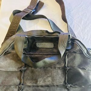 Liebeskind Berlin dark green suede and leather bag.